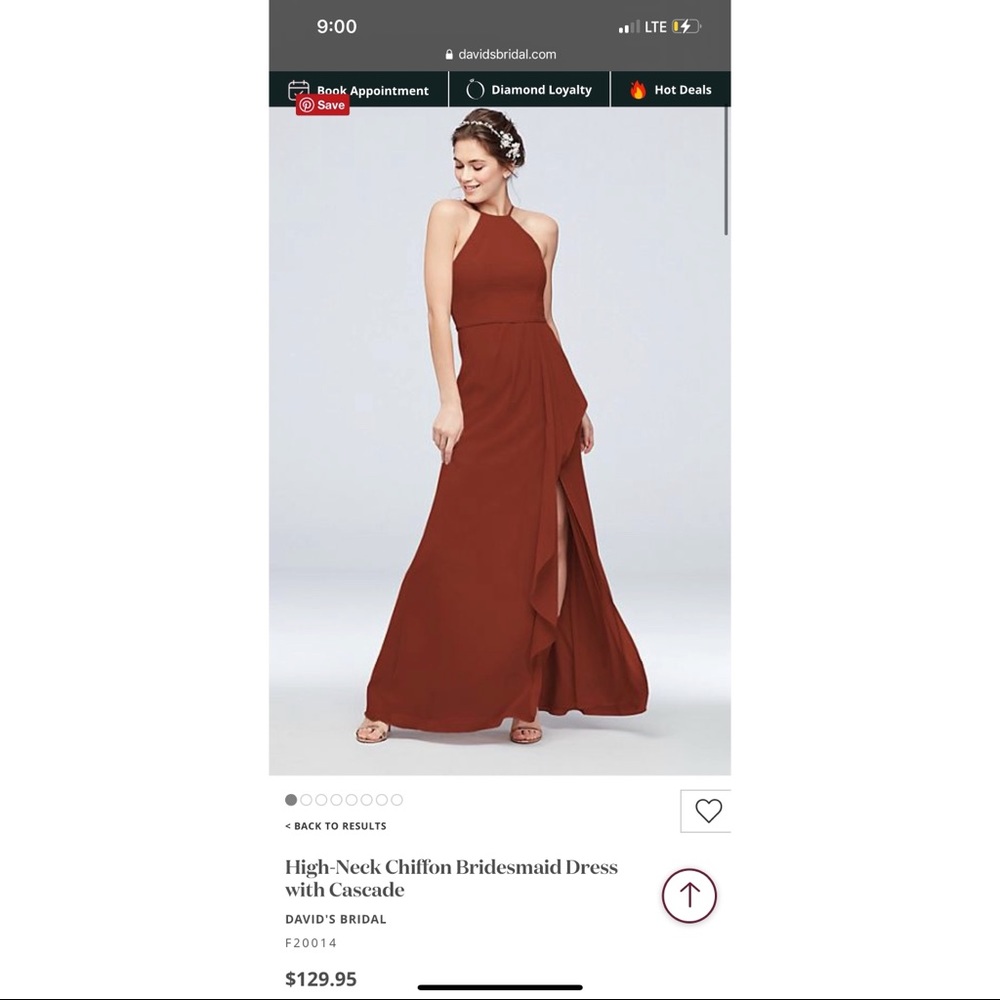 NWT bridesmaid dress in cinnamon. size 2